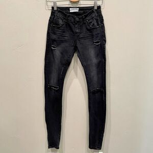 One Teaspoon Mid Waist Hoodlums Fitted Bow Leg Jeans - Size: 28